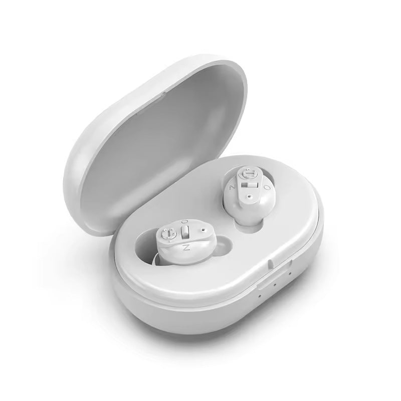 Premium Digital Hearing Aids for Seniors - Invisible in Canal (CIC) In-Ear Mini Sound Enhancer Set, Near-Invisible, Noise Cancelling, Personal Sound Hearing Aids - Pair - MZ-21